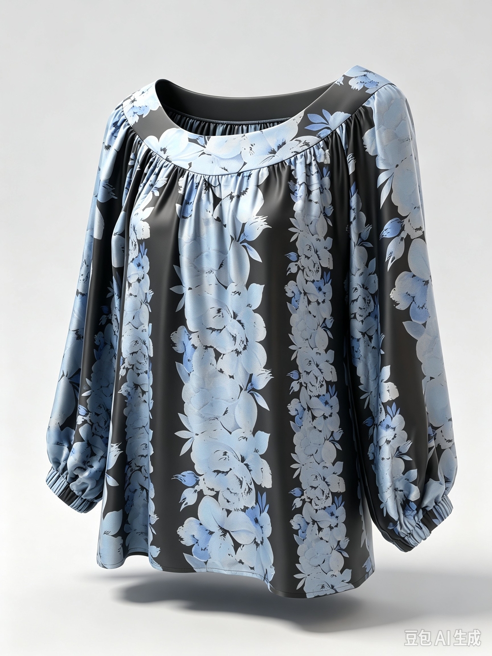 Nanette Lepore Blue Floral Peasant Blouse - Women's Top